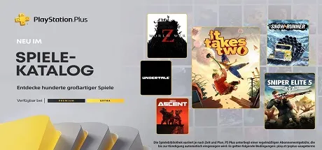 PSN Plus Extra/Premium Juli - 18 Gratis Spiele: It takes Two, World War Z, The Ascent, Undertale, Sniper Elite 5, Dynasty Warriors 9 & mehr 10 PSN Plus Premium Extra Juli